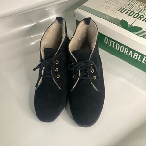 Vintage Daniel Green Outdorables Black Leather Suede Faux Shearling Women 8W